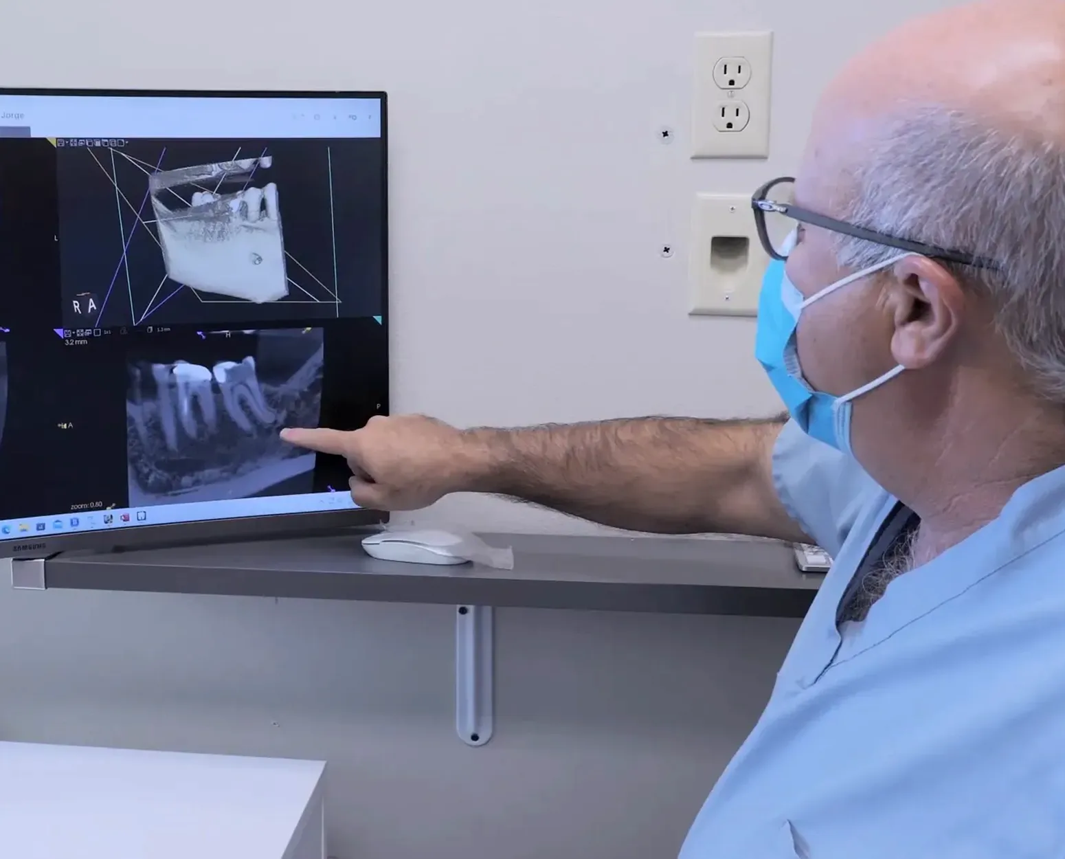 Endodontist reviewing exam